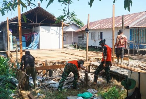 Progres Pesat Pembangunan RTLH untuk Ibu Rini oleh Satgas TMMD