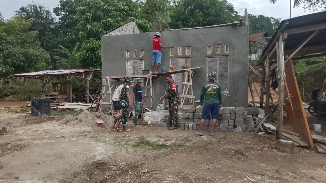 Progres Pengerjaan RTLH dalam TMMD Ke-129 Kodim Belu