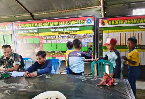 Kedekatan TNI dan Anak-Anak di Pos Kotis TMMD Desa Tlemang