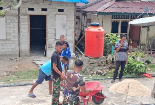 Pembangunan Fasilitas Air Bersih untuk Jamaah di Desa Umbele Lama oleh Satgas TMMD Ke-129