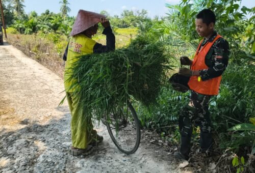 Kebersamaan Anggota Satgas TMMD dan Warga Desa Bandar Raya
