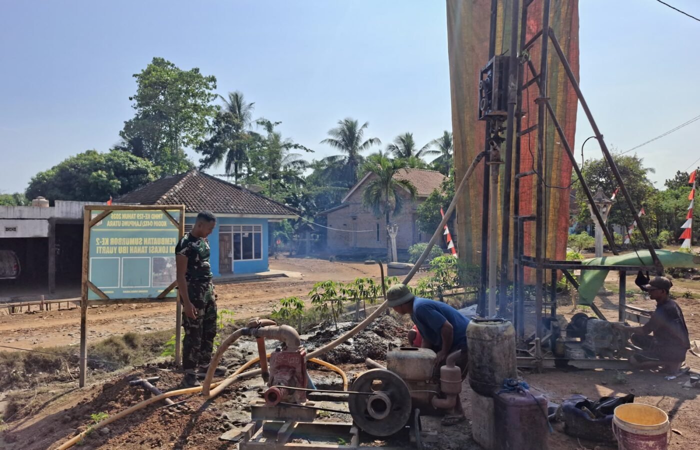 Untuk Penuhi Kebutuhan mendasar Air Bersih Warga. Satgas TMMD 129 Percepat Pembangunan Sumur Bor
