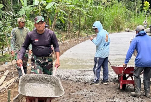 Perkembangan Membangun Rabat Beton TMMD Ke-129 Kodim 1626/Bangli Capai 33 Persen