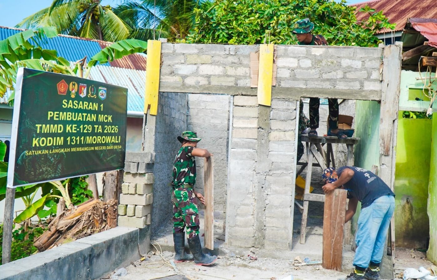 Progres Pembangunan MCK Masjid Quba oleh Satgas TMMD Ke-129