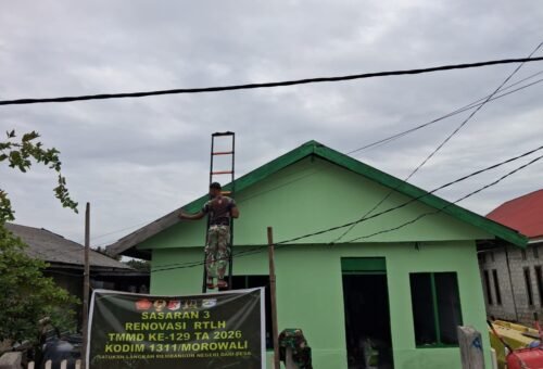 Progres Pengecatan RTLH Bapak Suhardin oleh Satgas TMMD