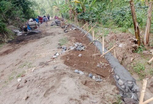 Pembangunan Dinding Penahan Tanah untuk Jalan Rabat Beton di Desa Sekardadi