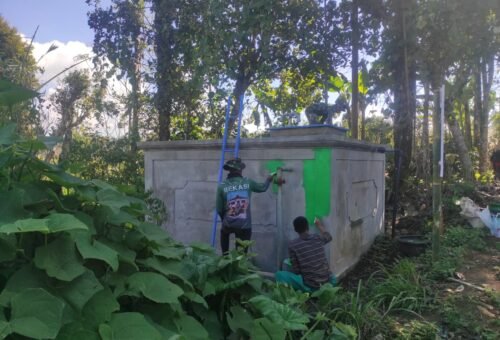 Program TMMD Kodim 1626/Bangli Hiasi Bak Penampungan Air dengan Pengecatan
