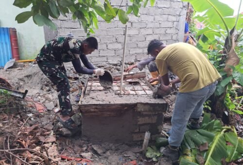 Pembangunan Fasilitas MCK di Masjid Quba oleh Satgas TMMD Ke-129