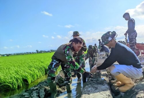 Terus Memacu Pembangunan Talud Jalan Tani di Desa Tanratuo oleh Satgas TMMD Ke-129