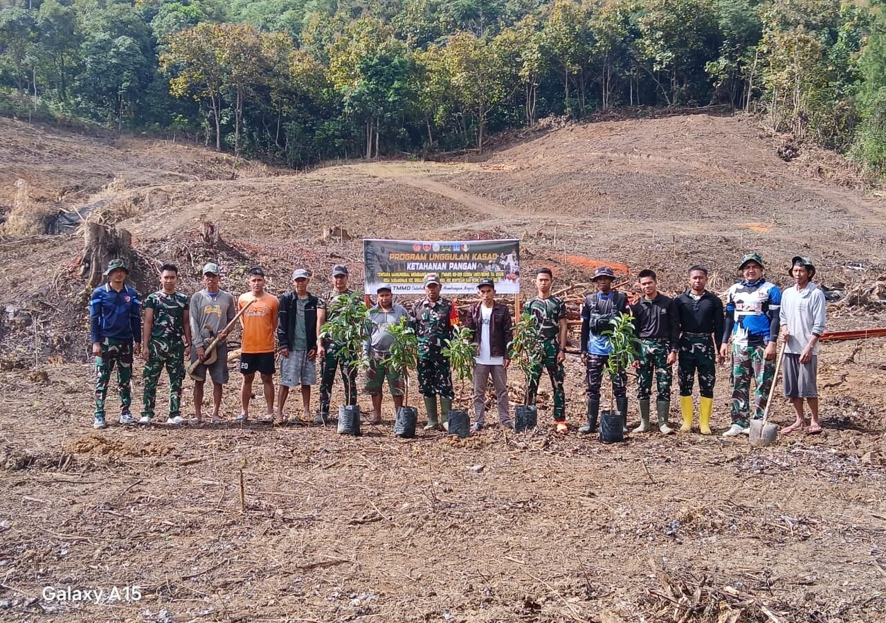 Peningkatan Ketahanan Pangan: Penanaman Alpukat oleh Satgas TMMD di Desa Langi