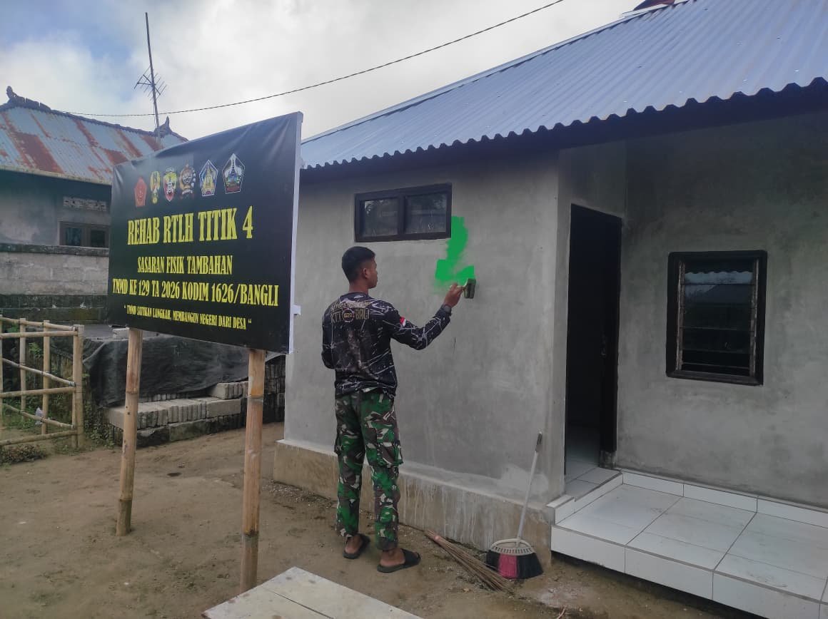 Kualitas Rehabilitasi RTLH Terus Dijaga oleh Satgas TMMD Ke-129 Kodim 1626/Bangli