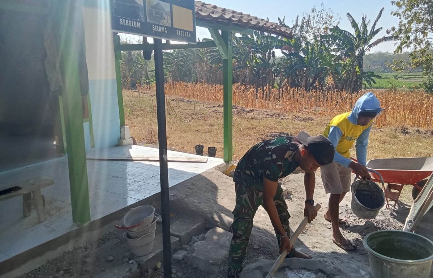 Pembangunan RTLH Bapak Kasiman di TMMD Ke-129 Kodim 0813/Bojonegoro