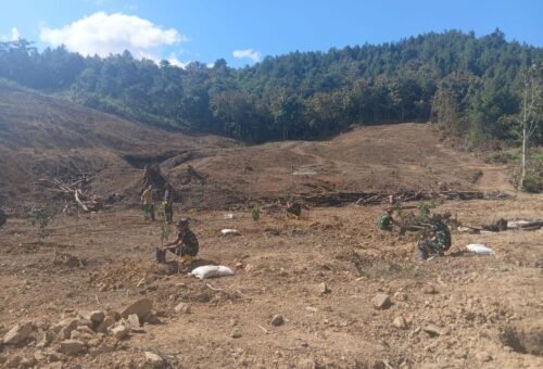 Program Penghijauan Satgas TMMD Ke-129 di Desa Langi
