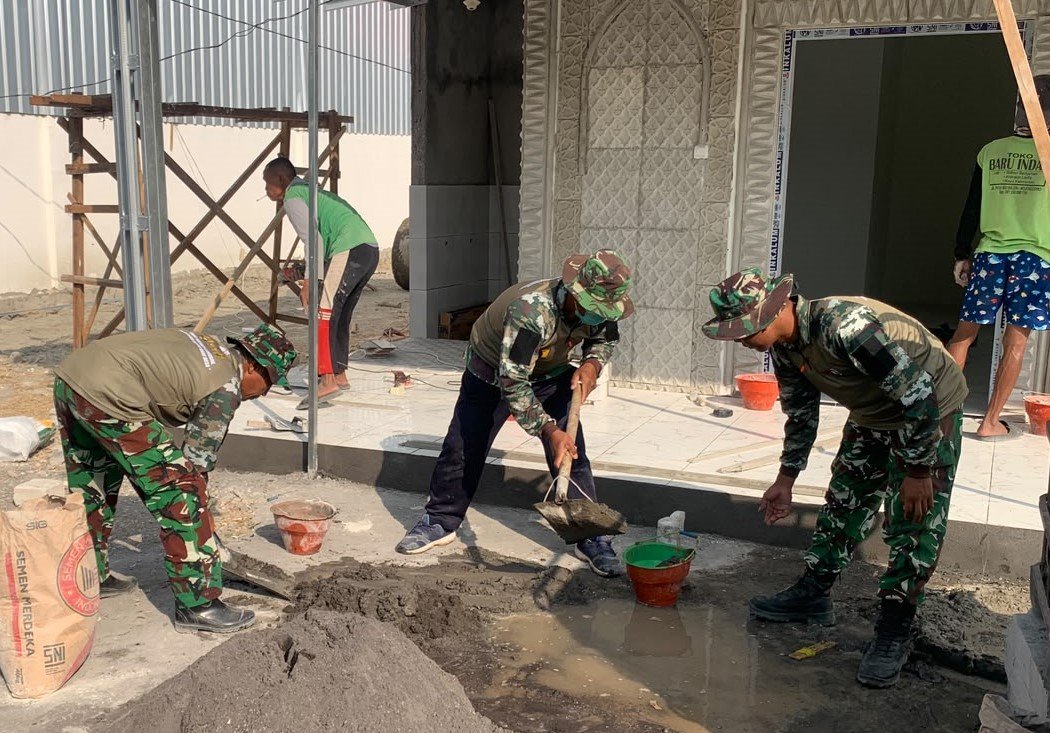 Pembangunan Musholla di TMMD 129 Bojonegoro Mendekati Penyelesaian