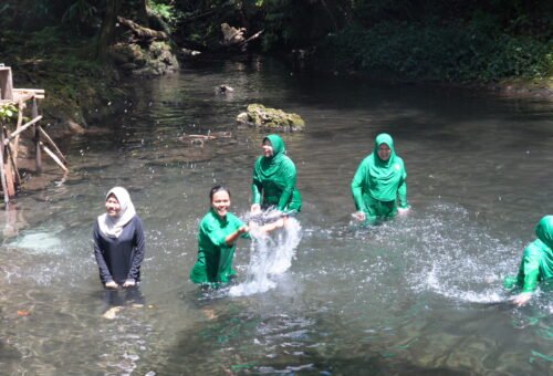 Persit Rasakan Kebahagiaan di Air Terjun Kampung Sesor Setelah Perbaikan Jembatan