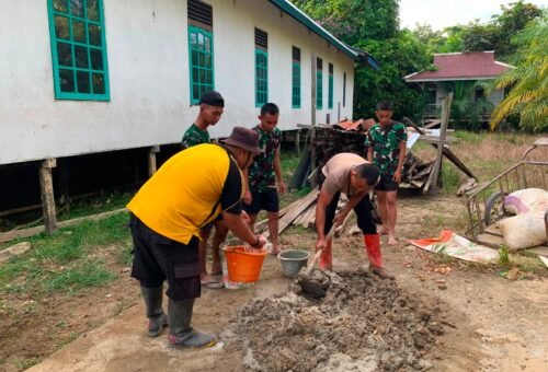 Kerjasama TNI-Polri dalam TMMD, Membangun Fasilitas untuk Masyarakat Desa Ulak Pauk
