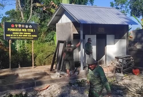 Progres Pembangunan Fasilitas Sanitasi TMMD Ke-129 Kodim 1626/Bangli Menuju Penyelesaian