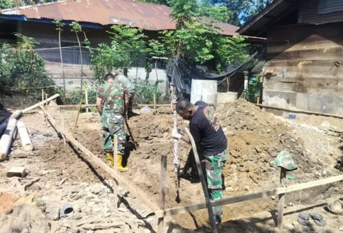 Sinergi TNI dan Masyarakat dalam Pembangunan RTLH Nyak Ubit