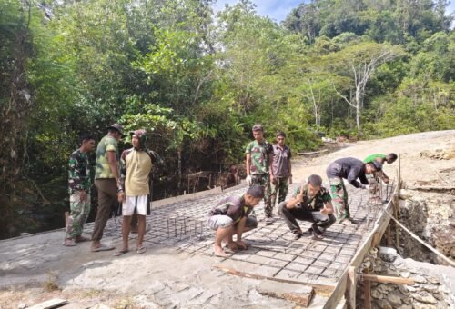 Progres Rehabilitasi Jembatan TMMD Ke-129 Mencapai 75 Persen di Sorong Selatan
