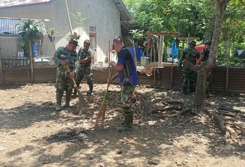 Gotong Royong Masyarakat Bersama Satgas TMMD Ke-129 Kodim 0102/Pidie untuk Pembangunan MCK dan Sumur Bor