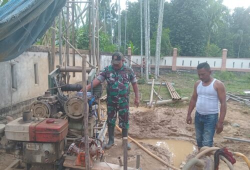 Pembangunan Sumur Bor di Blang Cot, Satgas TMMD Kodim 0102/Pidie Terus Berupaya