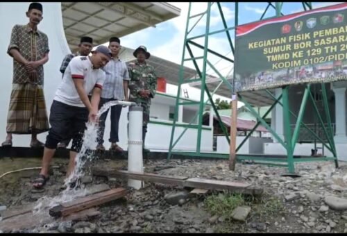 Warga Lhok Panah Dapatkan Akses Air Bersih Berkat Sumur Bor TMMD Ke-129