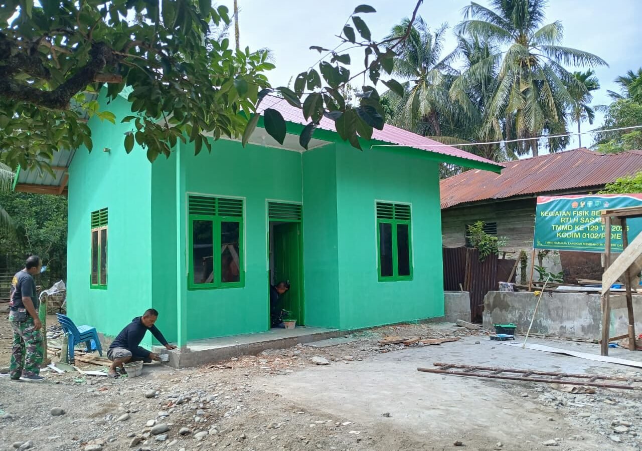 Kemajuan Proyek Rehab RTLH TMMD Ke-129 Kodim 0102/Pidie Capai 80 Persen, Satgas Fokus Finishing