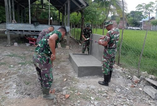 Penyelesaian Tempat Wudu TMMD Ke-129 Kodim 0102/Pidie, Tingkatkan Akses Air Bersih Jamaah