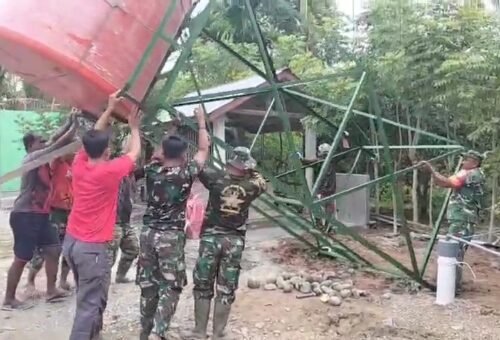 Satgas TMMD Ke-129 Tidak Kenal Libur, Ciptakan Fasilitas Air di Lhok Panah