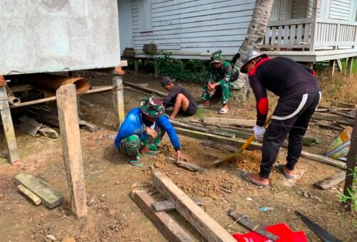 Program TMMD ke-129 Kodim 1206/Putussibau Fokus Perbaikan Rumah Warga