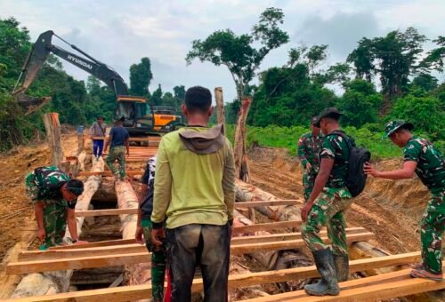 Progres Jembatan Nuangan di Desa Ulak Pauk Hampir Rampung