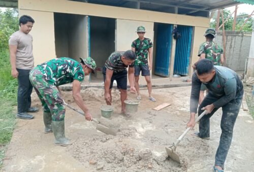 Kegiatan Pengecoran Tandon Air, Satgas TMMD ke-129 Kodim 1206/Putussibau Tingkatkan Kualitas Bangunan