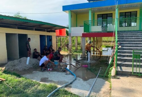 Pembangunan Sumur Bor di Desa Ulak Pauk oleh Satgas TMMD Ke-129