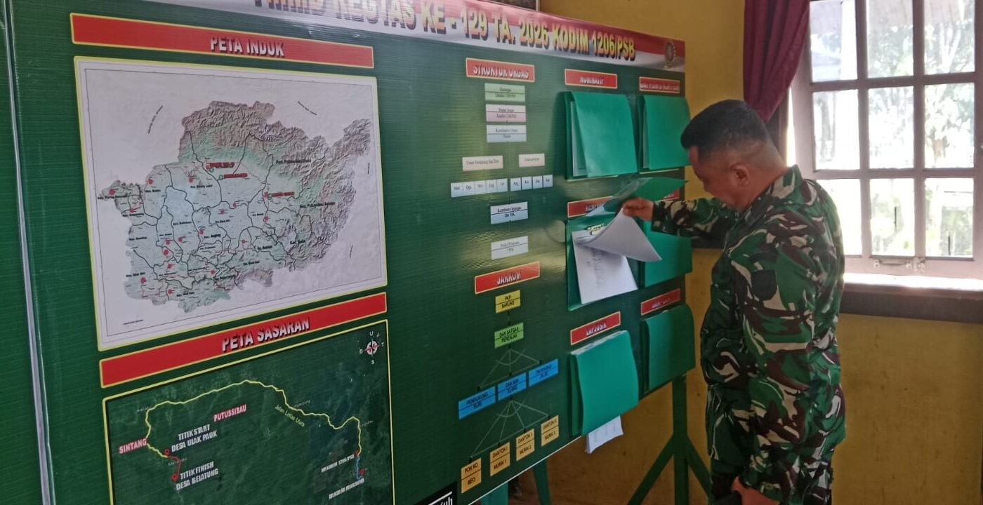Menghadapi Tim Wasev, Kasiter Korem 121/Abw Lakukan Inspeksi Posko TMMD Ke-129 Kodim 1206/Putussibau