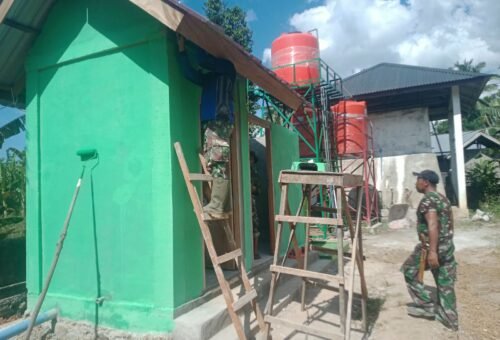 Satgas TMMD Percepat Finishing MCK di TPU Lhok Panah Sebelum Ditutup
