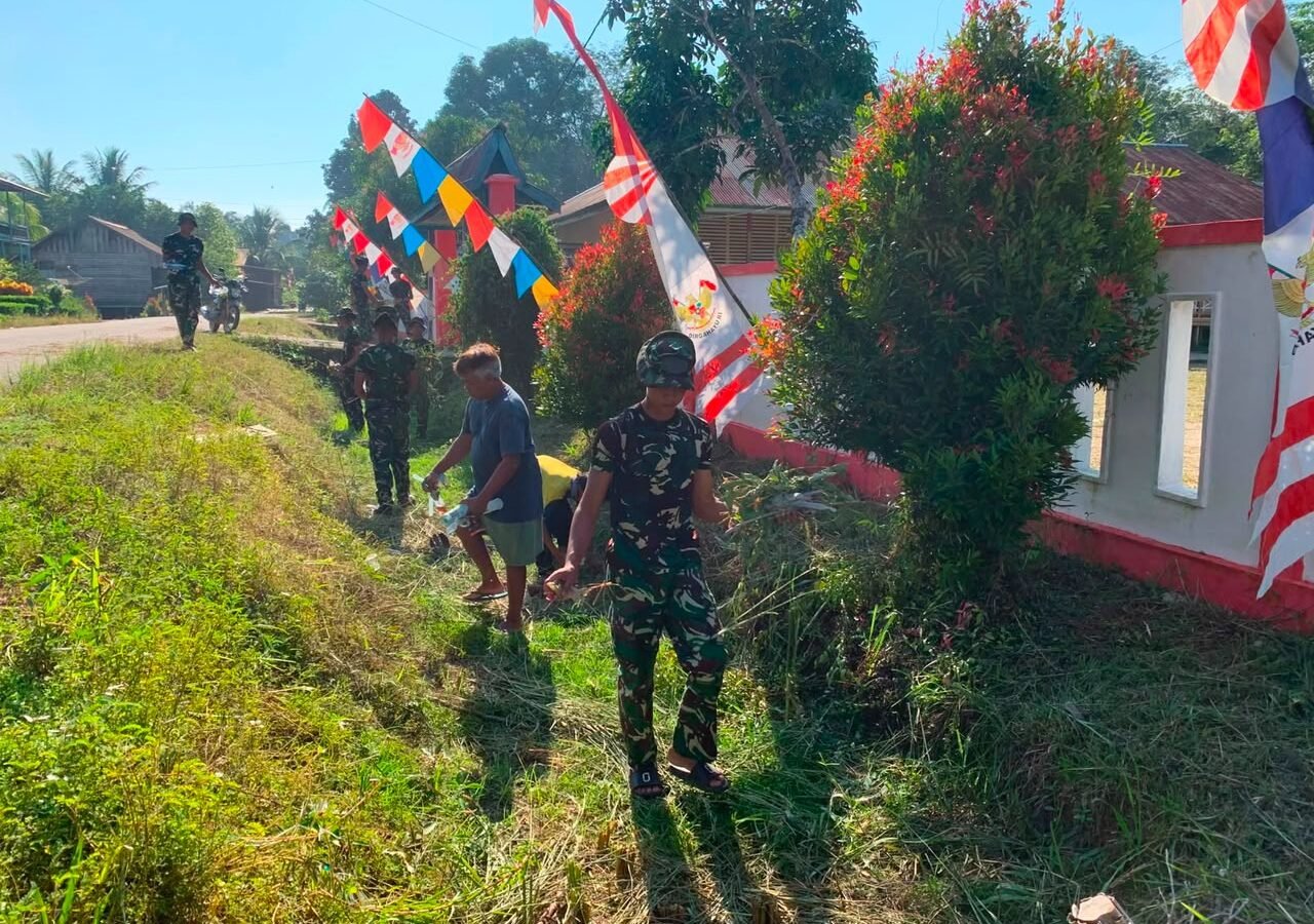 Upaya Satgas TMMD Ke-129 Kodim 1206/Putussibau Wujudkan Lingkungan Sehat di Desa Ulak Pauk