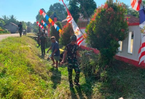 Upaya Satgas TMMD Ke-129 Kodim 1206/Putussibau Wujudkan Lingkungan Sehat di Desa Ulak Pauk