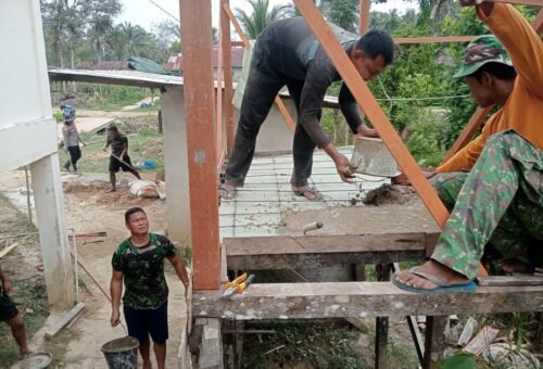 Sinergi TNI, Polri dan Warga Dalam Pengerjaan Tandon Air pada TMMD