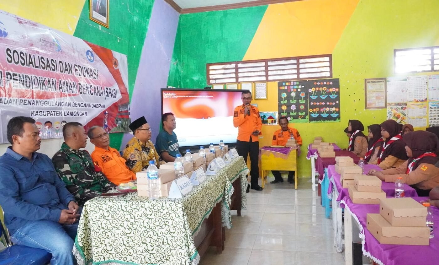 Pendidikan Tanggap Bencana: Satgas TMMD 129 dan BPBD Lamongan Adakan Sosialisasi di SDN 1 Tlemang