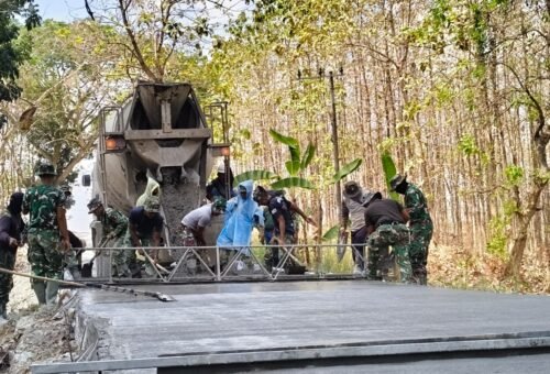 Kebersamaan yang Harmonis: TNI dan Masyarakat Tlemang Bersatu Membangun Desa