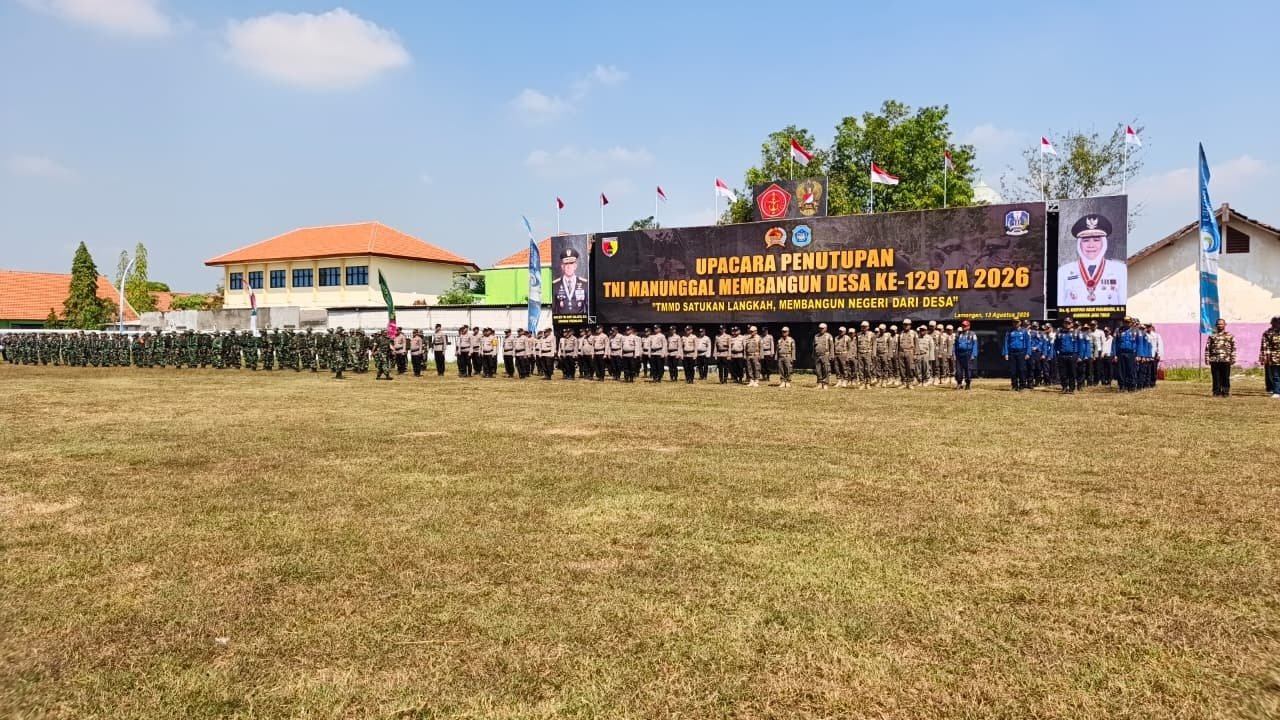 Penutupan TMMD 129 di Lamongan: Sinergi Antar Sektor Menghiasi Upacara