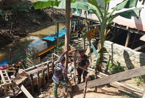 Upaya Penguatan Infrastruktur, Satgas TMMD Ke-129 Kodim 0911/Nunukan Bangun Siring Penahan Tanah yang Tangguh