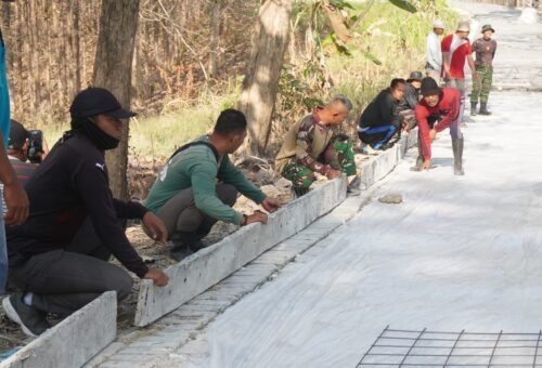 Bersatu Dalam Aksi: Kolaborasi Satgas TMMD Ke-129 Kodim 0812/Lamongan dan Masyarakat untuk Membangun Desa