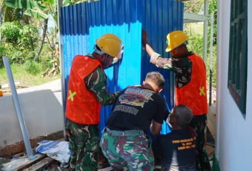 Kemajuan Pembangunan Dinding MCK pada TMMD Ke-129 di Desa Bandar Raya