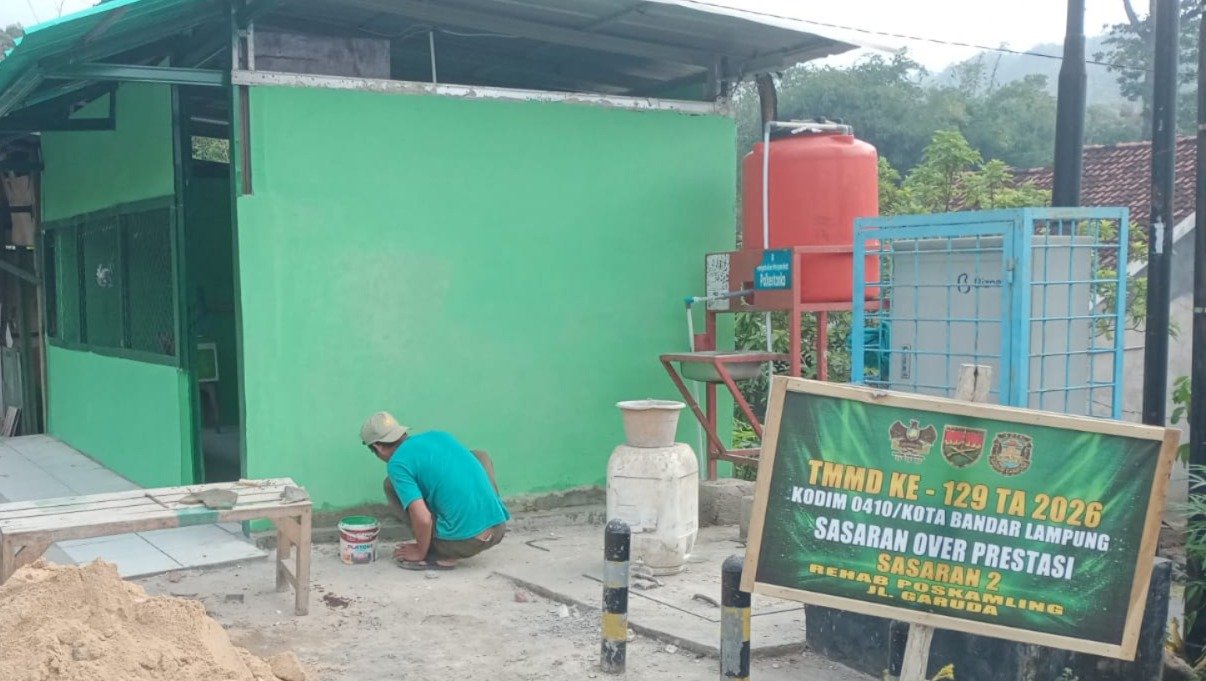 Pembangunan Pos Linmas di Pinang Jaya oleh Satgas TMMD, Upaya Tingkatkan Keamanan Wilayah