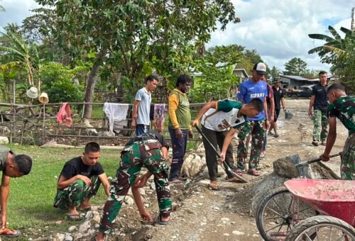 Kemitraan TNI dan Rakyat dalam Program TMMD, Satgas Kodim Belu Percepat Pembangunan Jalan Pertanian