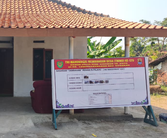 Rehabilitasi Rumah Ibu Warsiyem Sukses, Jadi Fokus Kedua TMMD ke-129 di Cirebon