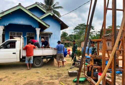 Pembangunan Infrastruktur Air Bersih pada TMMD Ke-129 Kodim 0412/Lampung Utara