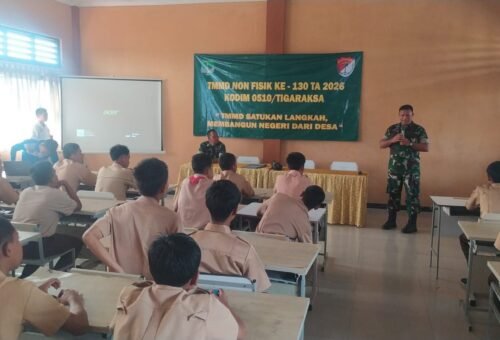 Kodim 0510/Tigaraksa Laksanakan Program TMMD ke-130 dengan Penyuluhan Kebangsaan di SMKN 11