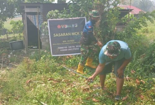Pembersihan Awal Lokasi MCK oleh Satgas TMMD ke-130 di Poso